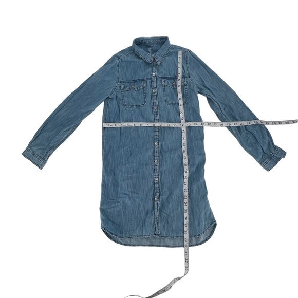 Gap Denim Long Sleeve Button Up Jean Mini Dress Size XL Regular Big Girl's - Picture 4 of 5